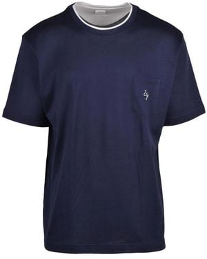 Eleventy Tops ,Blauw ,Katoen T-Shirt