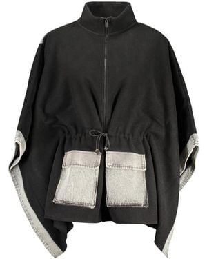 Desigual Jassen ,Zwart ,Denim Contrast Denim Poncho