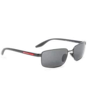 Prada Accessoires ,Zwart ,B54S Rechthoekige Metalen Zonnebril - Wit
