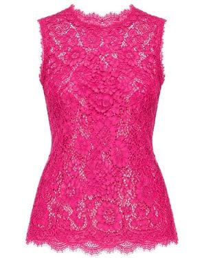 Dolce & Gabbana Tops ,Roze ,Katoen Mouwloze Top - Paars