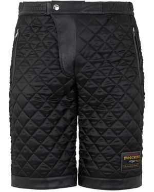 Moschino Korte Broeken ,Zwart ,Leer Gewatteerde Korte Broek