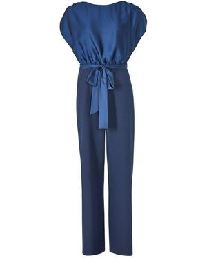 Swing Stylischer Jumpsuit Aus Materialmix - Blau