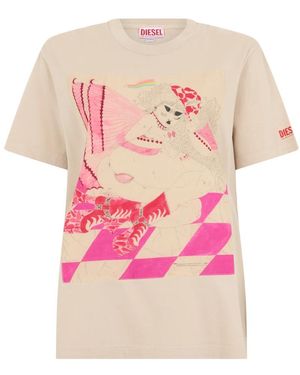 DIESEL T-Shirt Met Print - Roze