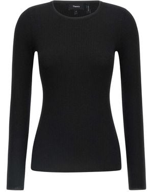 Theory Ronde Hals Gebreide Kleding - Zwart
