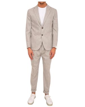 Eleventy Single Breasted Suits - Natural