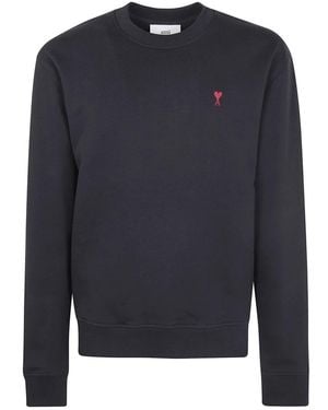 Ami Paris Hoodies & Sweatvesten ,Zwart ,Katoen Ami De Coeur Sweatshirt - Blauw