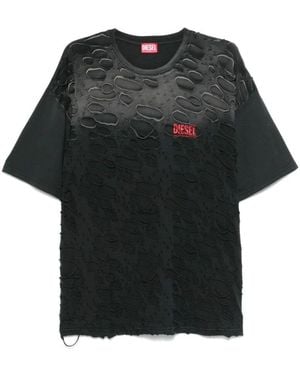DIESEL Schwarzes logo print crew neck t-shirt