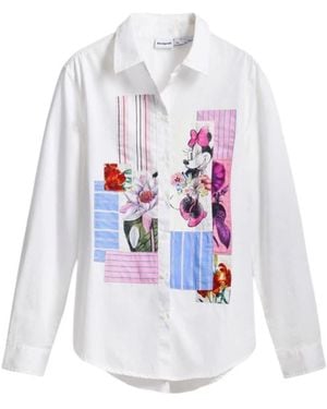 Desigual Witte Katoenen Overhemd Lange Mouwen