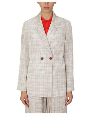 Alysi Velvet Check Double-Breasted Blazer - Wit