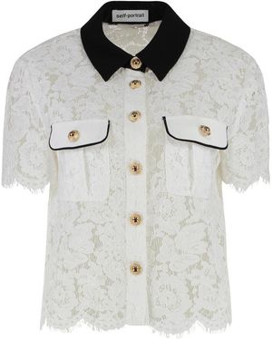 Self-Portrait Lace Shirt - Grijs