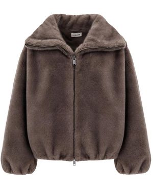 P.A.R.O.S.H. P.A.R.O..H. ,Jassen ,Bruin ,Polyester Korte Jas Van Imitatiebont
