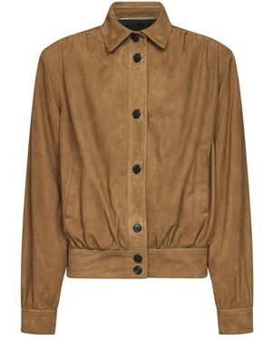 Saint Laurent Gathered Suede Jacket - Bruin