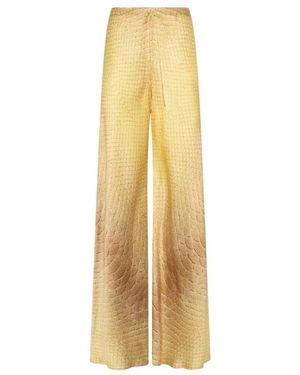 Roberto Cavalli Wijde Silk Broek - Metallic