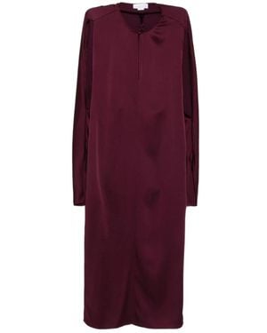 Stella McCartney Cape-Sleeve Cut-Out Satin Midi Dress - Lila