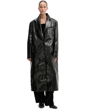 MSGM Gecoat Jas Van Kunstleer - Zwart