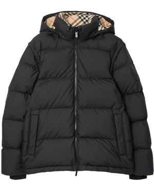 Burberry Schwarze Gepolsterte Abnehmbare Kapuzenjacke