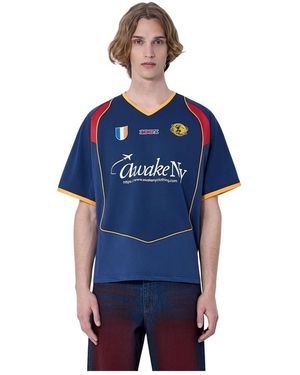 AWAKE NY Fitness ,Blauw ,Polyester Unisphere Warm Up T-Shirt