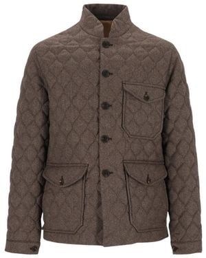 Emporio Armani Jassen ,Bruin ,Wol Gewatteerde Woljas