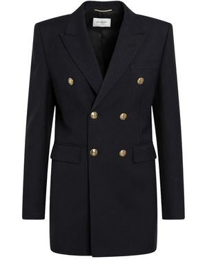 Saint Laurent Double-Breasted Jas - Zwart
