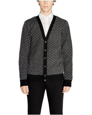 Antony Morato Schwarzer geometrischer v-ausschnitt cardigan