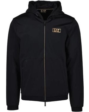 EA7 Hoodies & Sweatvesten ,Zwart ,Zip-Through Hoodie