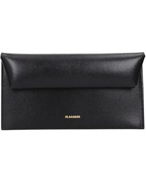 Jil Sander Tassen ,Zwart ,Leer Leren Envelop Clutch