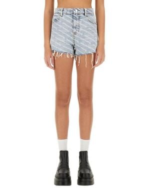 Alexander Wang High Waist Katoenen Denim Shorts - Blauw