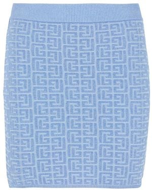 Balmain Rokken ,Blauw ,Polyester Pb Labyrinth Gebreide Rok