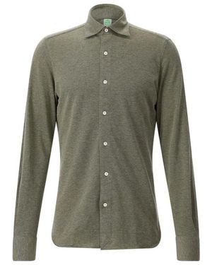 Finamore 1925 Overhemden ,Groen ,Katoen Casual Overhemden