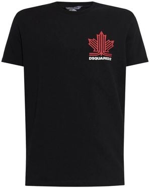 DSquared² Tops ,Zwart ,Katoen Katoenen T-Shirt Met Logoprint