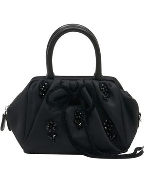 Simone Rocha Tassen ,Zwart ,Katoen Embellished Mini Gathered Top Handle Bag