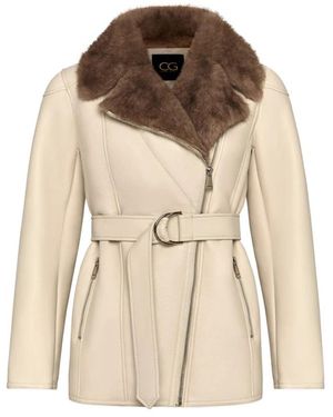 CESARE GASPARI Mantel Mit Shearling-Futter Und Gürtel - Natur