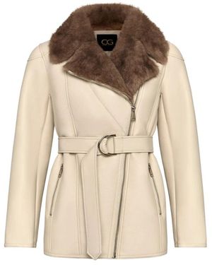 CESARE GASPARI Shearling-Gevoerde Jas Met Riem - Naturel