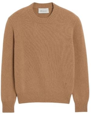 Ami Paris Round-Neck Knitwear - Marrón