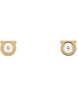 Ferragamo Accessoires ,Geel ,Parel Stud Oorbellen - Naturel