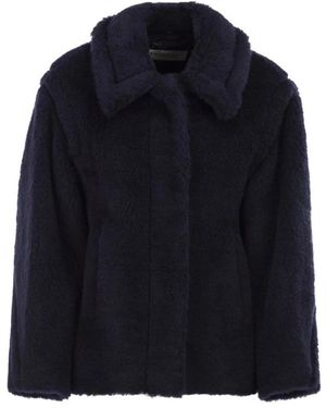 Max Mara Fuggito Short Teddy Coat - Blauw