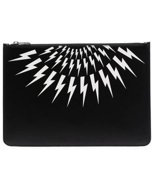 Neil Barrett Pochette in pelle con stampa logo - Nero