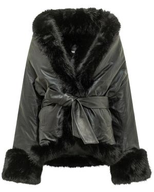 ROTATE BIRGER CHRISTENSEN Bonded Leather Jacket - Zwart