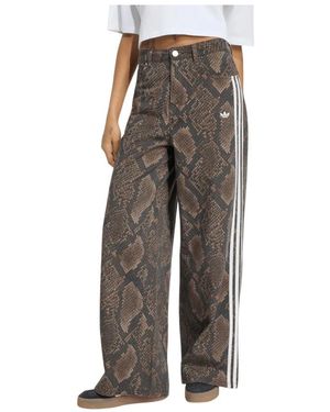 adidas Fitness ,Veelkleurig ,Denim Snake Print Denim Loose Pants - Grijs