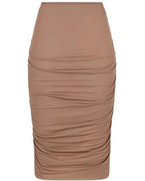 Dolce & Gabbana Midi-Rok Met Gedrapeerd Detail - Bruin