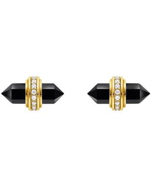 Thomas Sabo Accessoires ,Zwart ,Verguld Oorknopjes Met Hexagonale Onyx