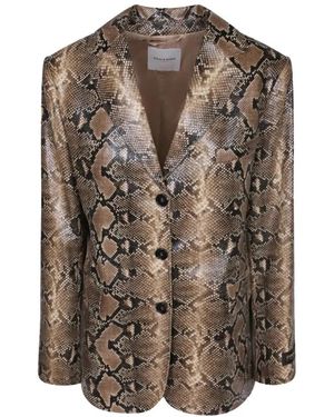 Ermanno Scervino Satin-Revers Enkelknoops Blazer - Bruin