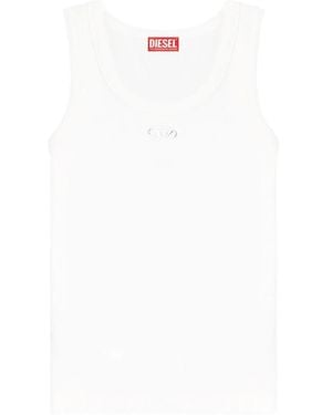 DIESEL Tops ,Wit ,Katoen Slim Fit Ribbed Tanktop