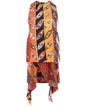 PUCCI Girandole Print Silk Top - Oranje