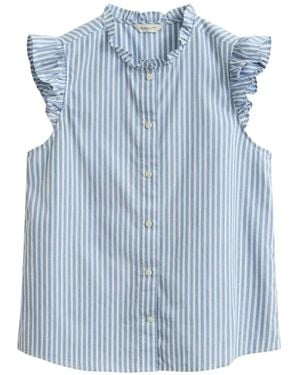 GANT Overhemden ,Blauw ,Katoen Blouse Van Katoen Met Ruches En Strepen