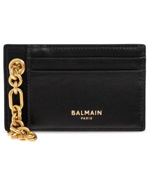 Balmain Accessoires ,Zwart ,Leer Kaarthouder Met Ketting