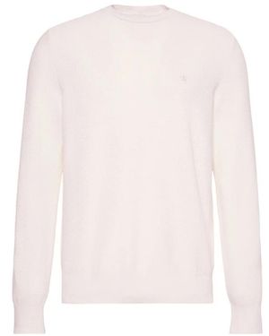 Calvin Klein Strukturierter Baumwollpullover Mit Rundhalsausschnitt - Weiß