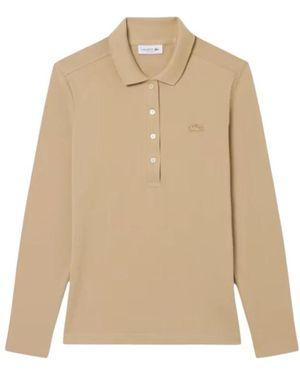 Lacoste Tops ,Katoen Slim Fit Stretch Cotton Piqué Polo - Naturel
