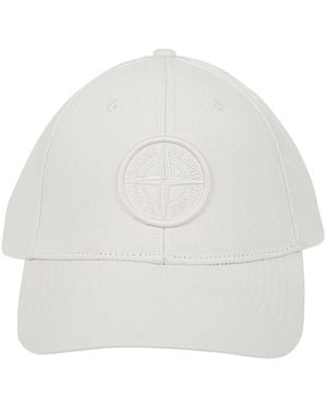 Stone Island Logo Baseball Cap - Weiß