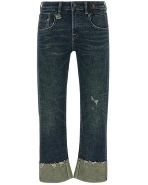 R13 Jeans ,Blauw ,Katoen Rechte Cropped Jeans